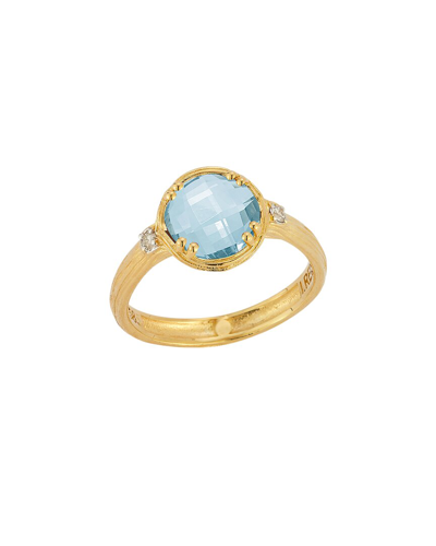 I. REISS I. REISS 14K 1.80 CT. TW. DIAMOND & BLUE TOPAZ COCKTAIL RING