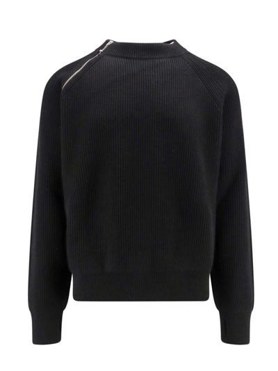 Burberry Rib Knit Wool Sweater In Black