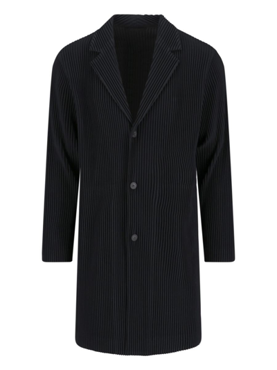 Issey Miyake Fully-pleated Plissé Long Coat In Black