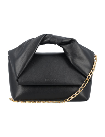 Jw Anderson Medium Twister - Leather Top Handle Bag In Black