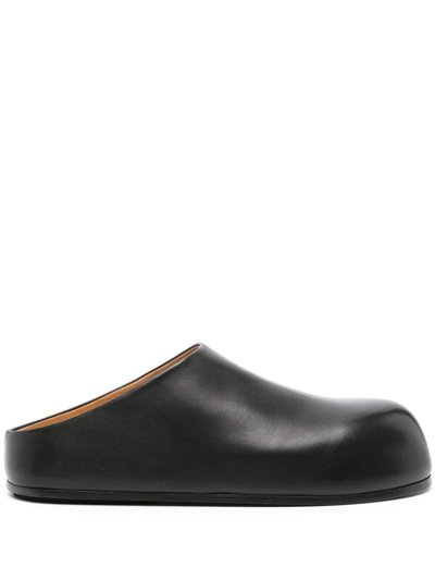 Marsèll Round-toe Leather Mules In Black