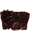 Rotate Birger Christensen Gathered Sequin Crop Top In Red
