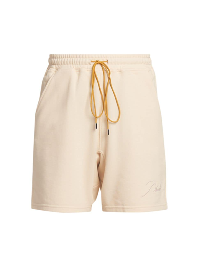 Rhude Logo-embroidered Piqué Shorts In Yellow