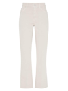 Brunello Cucinelli Women's Garment Dyed Kick Flare Trousers In Comfort Soft Denim With Shiny Tab In Ivory