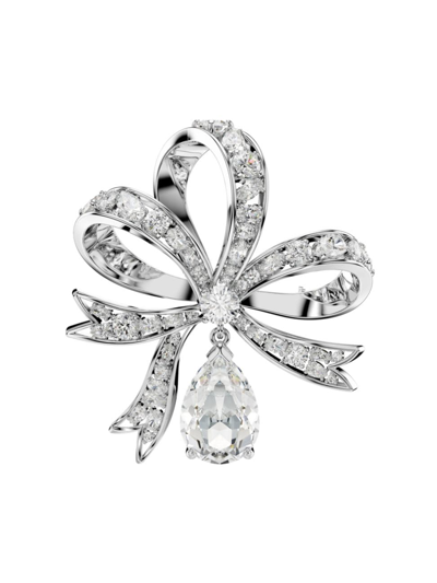 Swarovski Women's Hyperbola Volta Crystal Bow Brooch In White Gold