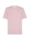 Brunello Cucinelli Men's Linen And Cotton Jersey Crew Neck T-shirt In Pink