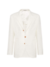 Brunello Cucinelli Men's White Deconstructed Cotton And Linen Blazer For Spring/summer 2024