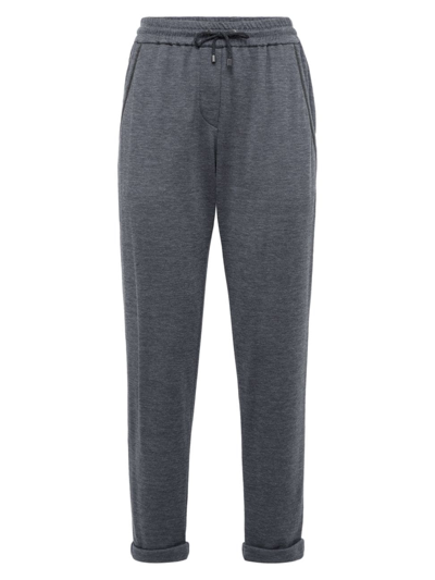 Brunello Cucinelli Tapered-leg Drawstring Track Pants In Dark Grey