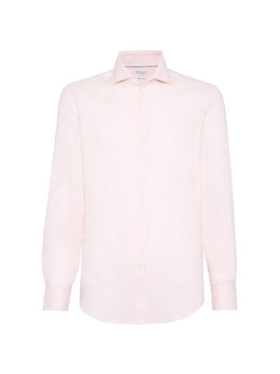 Brunello Cucinelli Linen Easy-fit Shirt In Pink