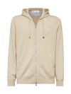 Brunello Cucinelli Men's Cashmere Sweatshirt Style Cardigan In Beige