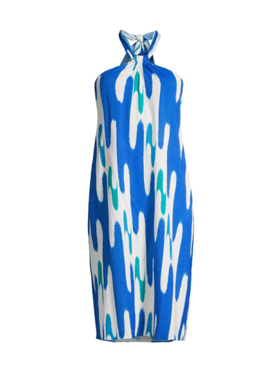 Natori Women's Lido Geometric Halter Dress In Blue
