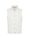 BRUNELLO CUCINELLI MEN'S DENIM EFFECT LINEN LIGHTWEIGHT DOWN VEST