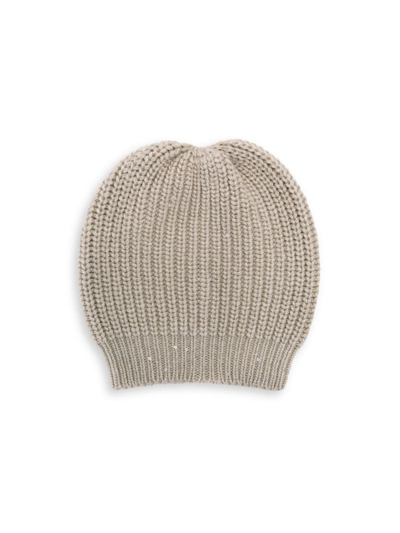 Brunello Cucinelli Women's Cashmere And Silk Diamond Yarn Beanie In Beige