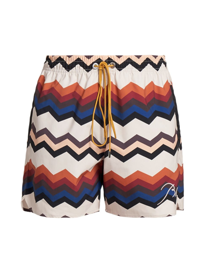 Rhude Multicolour Zig Zag Swim Shorts In Neutral