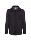 BRUNELLO CUCINELLI MEN'S LINEN EASY FIT SHIRT WITH CAMP COLLAR AND CHEST POCKET