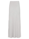 Brunello Cucinelli Women's Viscose And Linen Twill Fluid Bias Cut Skirt In Light Grey