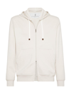 Brunello Cucinelli Men's Techno Cotton French Terry Hooded Sweatshirt With Zipper In Beige