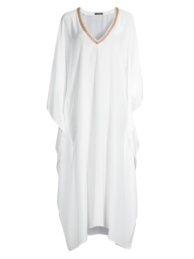 Natori Women's Cotton Silk Voile V-neck Maxi Dress In White