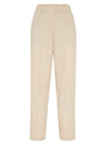 Brunello Cucinelli Women's Lightweight Cotton Poplin Baggy Track Trousers With Shiny Tab In Beige