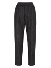 BRUNELLO CUCINELLI WOMEN'S DARK POLISHED DENIM BAGGY TROUSERS WITH SHINY LOOP DETAILS