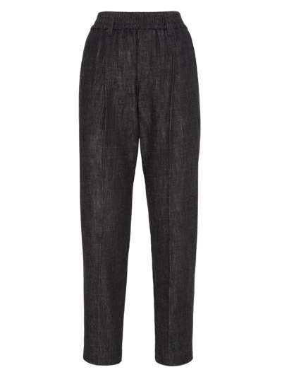 Brunello Cucinelli High-waisted Tapered Jeans In Black