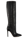 PARIS TEXAS WOMEN'S 105MM CROCODILE-EMBOSSED LEATHER KNEE-HIGH BOOTS