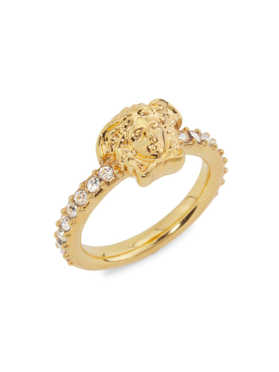 Versace Women's Medusa Goldtone & Crystal Ring In Yellow Gold
