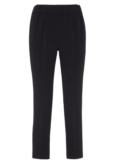 Brunello Cucinelli Women's Silk And Acetate Crepe Cady Tailored Jogger Trousers In Black