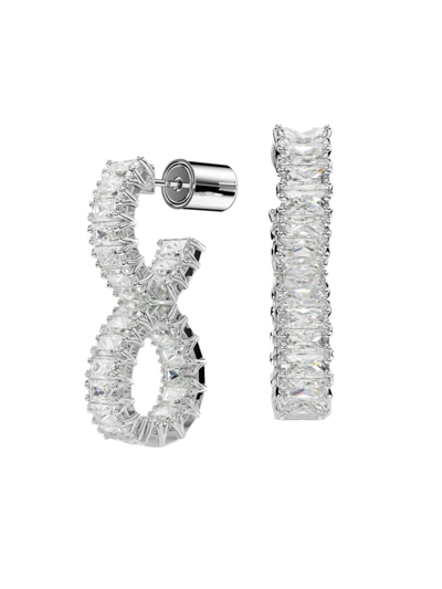 Swarovski Rhodium-plated Baguette Crystal Infinity Drop Earrings In White Gold