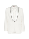 Brunello Cucinelli Single-breasted Silk Blazer In Off White
