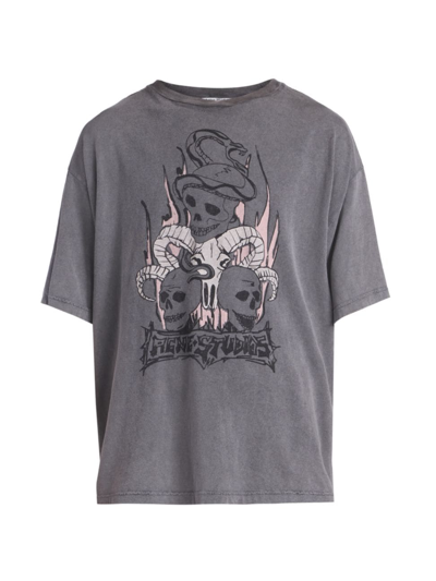 Acne Studios Skull Printed Crewneck T-shirt In Faded Black