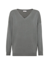 BRUNELLO CUCINELLI WOMEN'S CASHMERE SWEATER WITH SHINY COLLAR DETAIL