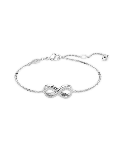 Swarovski Rhodium-plated Pave Infinity Link Bracelet In Silver