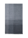 Brunello Cucinelli Striped Silk And Linen Herringbone Patterned Scarf In Grey