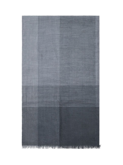 Brunello Cucinelli Silk-linen Scarf In Grey Anthracite