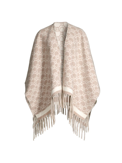 Ferragamo Women's Gancini Jacquard Wool Cape In Beige Ivory