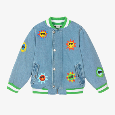 Stella Mccartney Babies'  Kids Boys Light Blue Denim Bomber Jacket