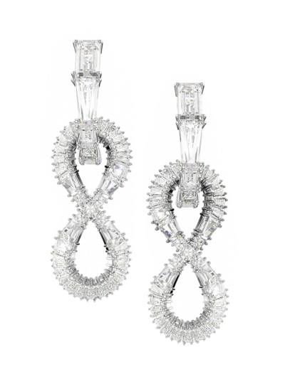 Swarovski Women's Hyperbola Crystal Infinity Drop Earrings In Silver