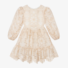 MARLO GIRLS GOLD EMBROIDERED FLORAL DRESS
