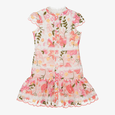 Marlo Kids' Girls Pink Embroidered Floral Dress