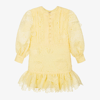 MARLO GIRLS YELLOW BRODERIE ANGLAISE FLORAL DRESS