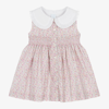 ARTESANIA GRANLEI GIRLS PINK FLORAL COTTON DRESS