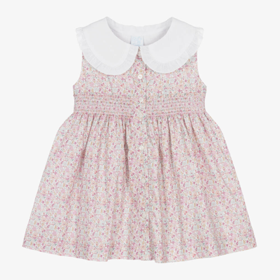 Artesania Granlei Babies' Girls Pink Floral Cotton Dress