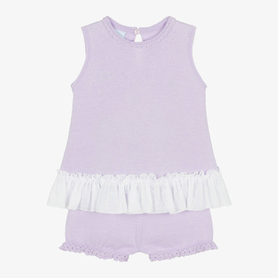 Artesania Granlei Babies' Girls Lilac Purple Knitted Shorts Set