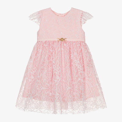 Versace Babies' Girls Pale Pink Barocco Tulle Dress