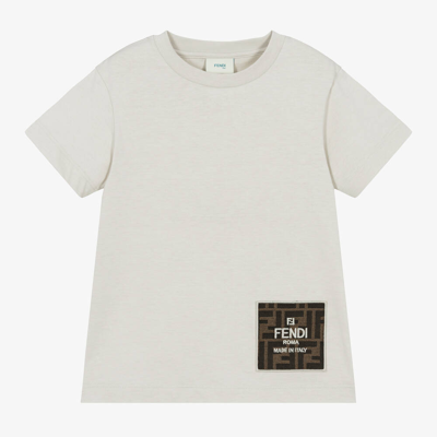 Fendi Babies' Boys Pale Grey Cotton T-shirt