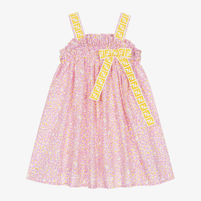 Fendi Babies' Girls Pink & Yellow Cotton Dress