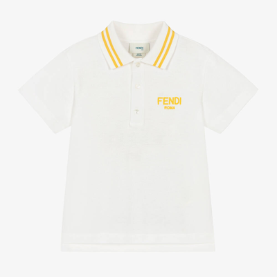 Fendi Babies' Boys Ivory Cotton Piqué Polo Shirt