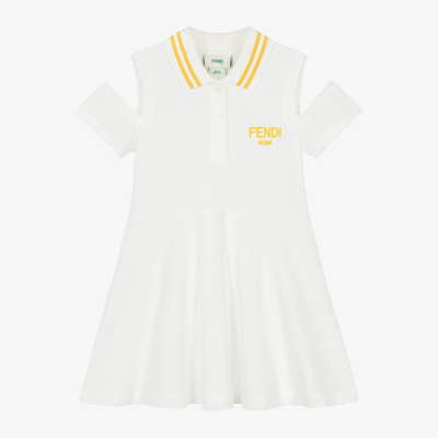 Fendi Babies' Girls Ivory Cotton Piqué Dress