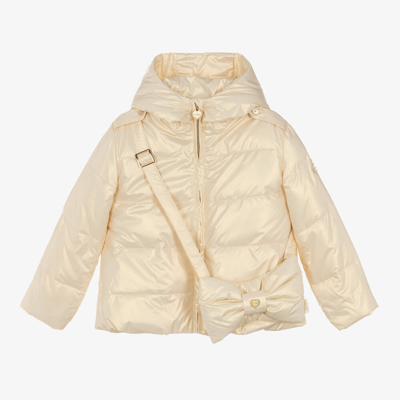 Le Chic Babies' Girls Pale Gold Shimmer Puffer Jacket